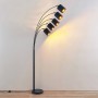 Moderne Lindby Bogenleuchte Abiram, 5-flammig, schwarz, aus Metall. Design-Stehlampe für Wohnzimmer.