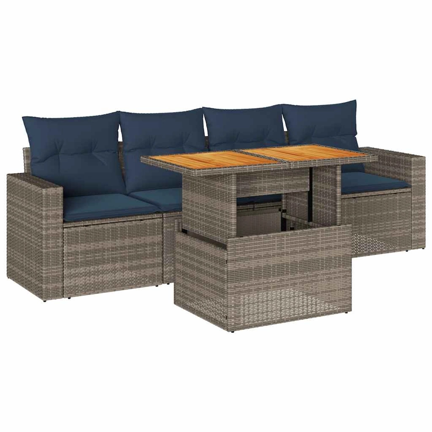 vidaXL 5-Tlg Garten-Sofagarnitur mit Kissen Grau Poly Rattan 3326987 günstig online kaufen