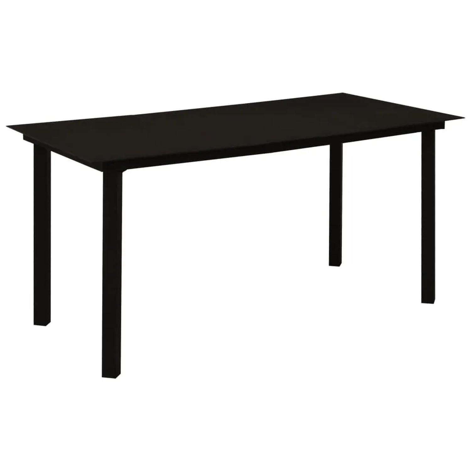 Furnicato Gartentisch Schwarz 150 X 80 X 74 Cm Pulverbeschichteter Stahl Mit Glastischplatte
