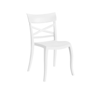 Weißer Papatya XSera-S Stuhl aus Polypropylen für Garten, Esszimmer oder Terrasse.