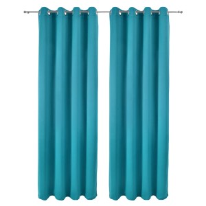 Türkise Beautissu Blackout Vorhänge Amelie, 2er Set, 140x245cm mit Ösen für Fenstervorhänge.