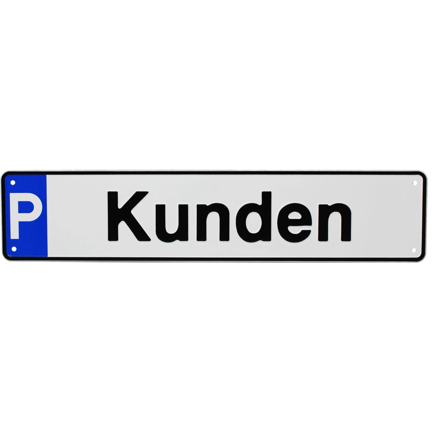 Parkplatz Reservierungsschild Kunden 11 cm x 52 cm Aluminuim Weiß