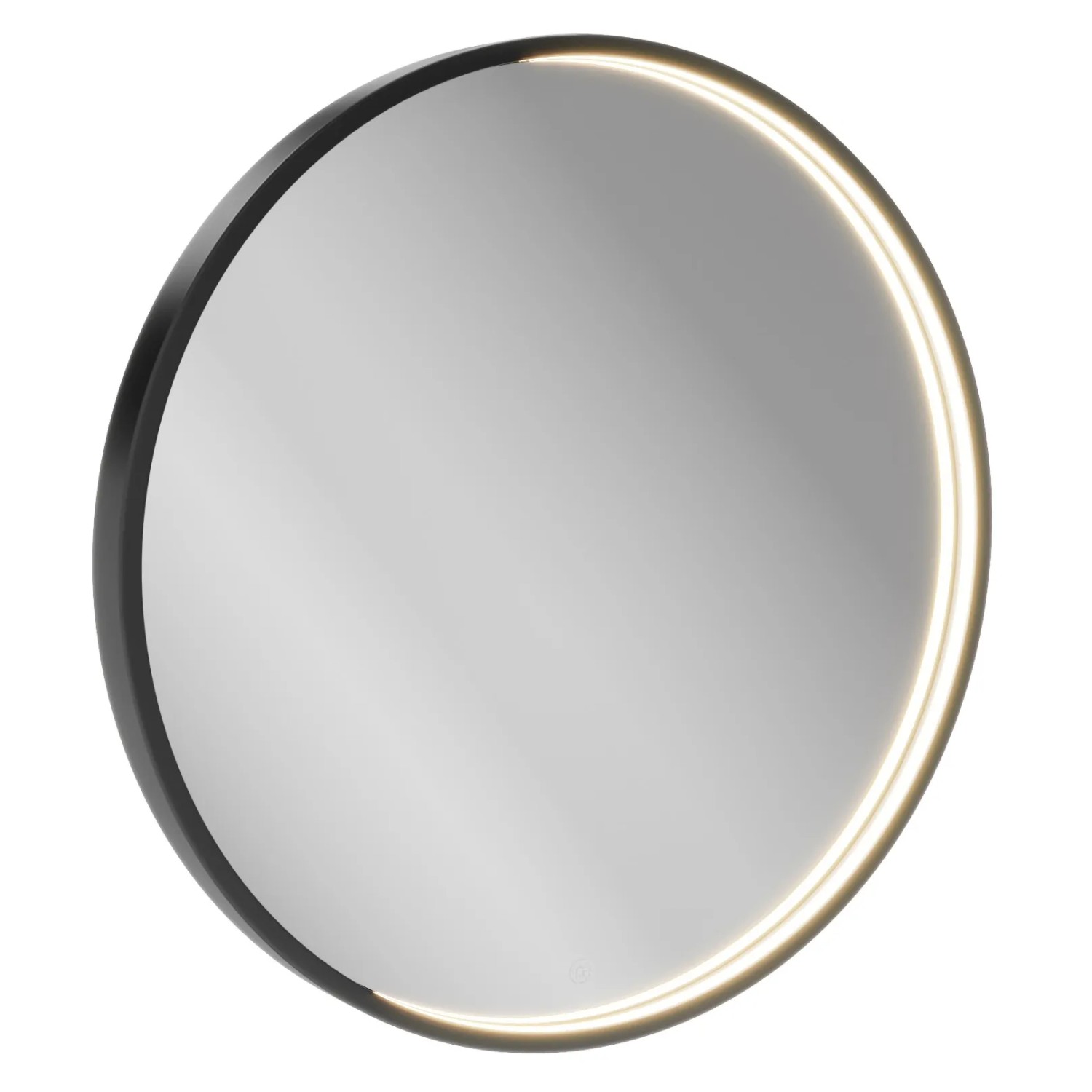 Runder Badmobil LED-Spiegel, 60 cm, Schwarz, mit umlaufender LED-Beleuchtung.