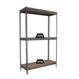 Graues PROREGAL Schwerlastregal Mid Wood Yeti, 150x120x75 cm, Fachlast 400 kg.