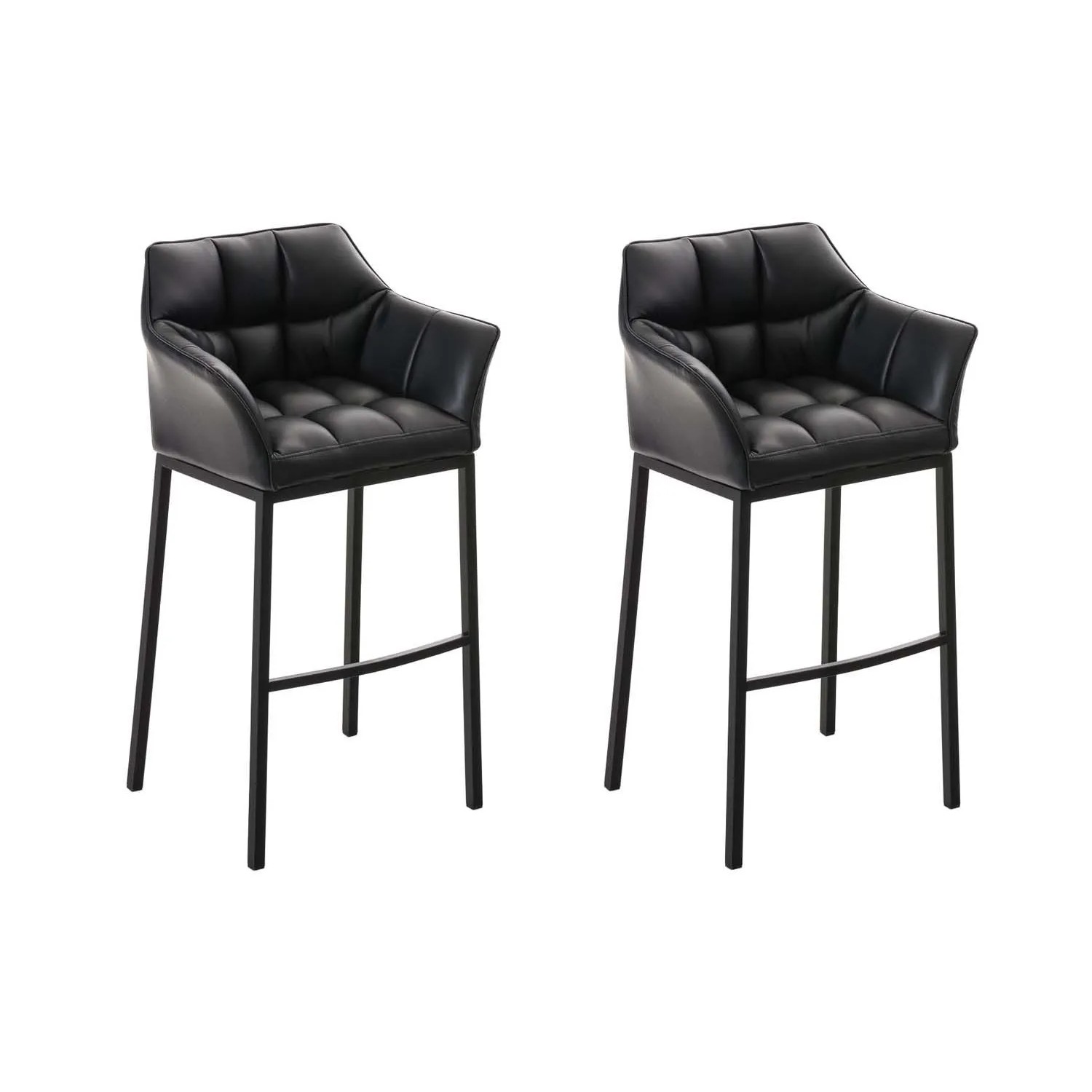 CLP 2er Set Barhocker Damaso Kunstleder Mit Vierfußgestell Schwarz/Schwarz