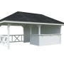 Palmako Pavillon Bianca Set 110, 588x300 cm, lackiert weiß, mit Ecktresen und zwei Wänden.