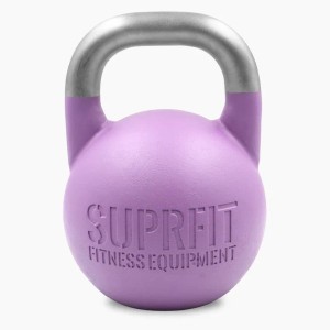 Suprfit Pro Competition Kettlebell 20 kg, lila mit silbernem Edelstahlgriff für Fitness Training.