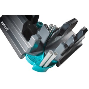 wolfcraft Schmiege und Gehrungsschneidlade für präzise Gehrungsschnitte und Winkelmessung.