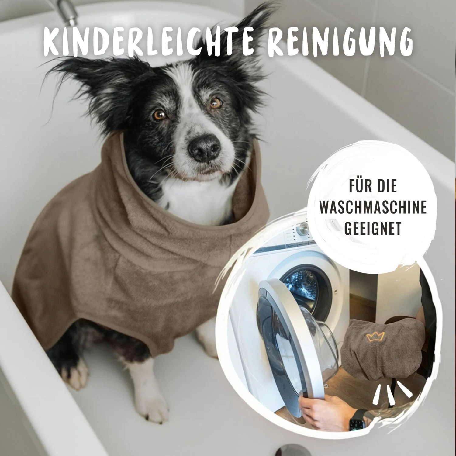 Rudelkönig Hunde Bademantel XL Grau Baumwolle Frottee_6