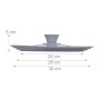 Grauer Universal-Topfdeckel aus Glas und Silikon, 5 cm hoch, passend für Töpfe/Pfannen 26-30 cm Durchmesser.