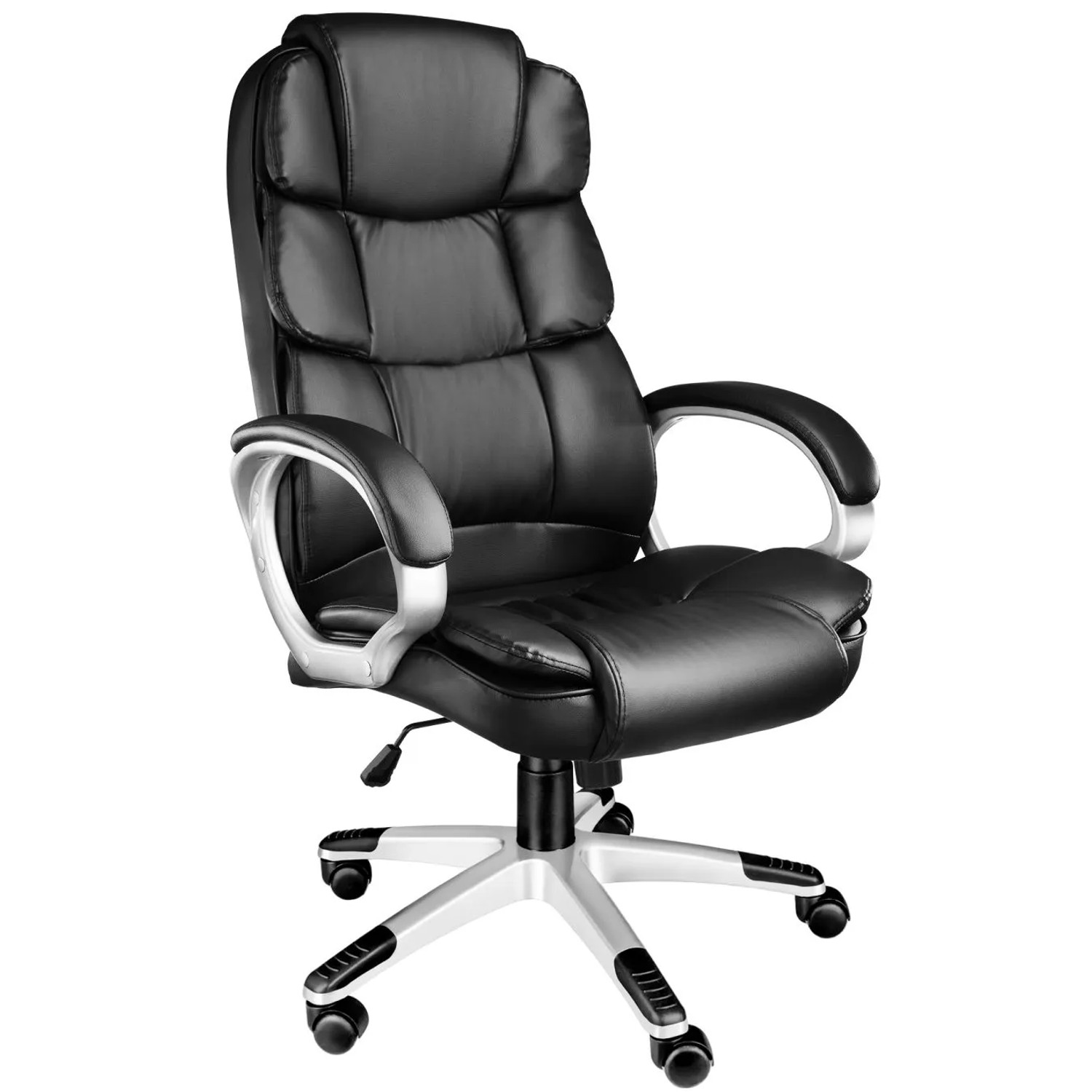 Tectake Bürostuhl Jonas 360° Drehbar und Stufenlos Höhenverstellbar Mit Gepolsterten Armlehnen  71 x 70 x 123 cm Schwarz
