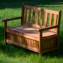 Gartenbank 2-Sitzer aus geöltem Kiefernholz mit Stauraum, braun. FSC®-zertifiziert.