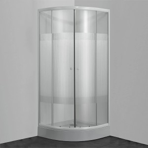 Sanotechnik Rundduschkabine, 80x80 cm, mit Streifenglas für Badezimmer.