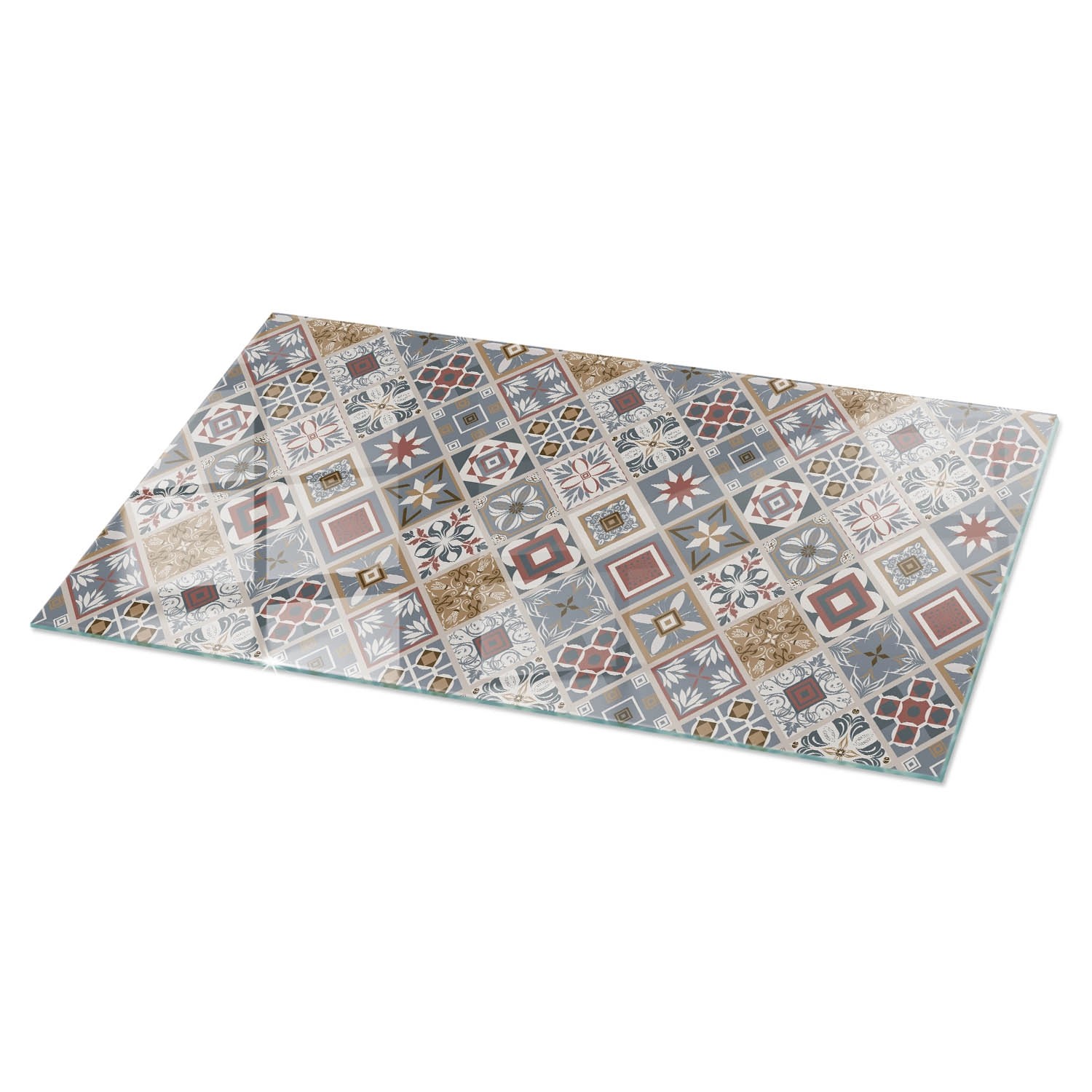 Tulup Tischplatte Mosaikmuster mit Ornamenten Glastischplatte 100x50 cm Grau Tischplatte Rechteckige Tischplatte Tischpl...
