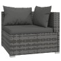 Graues vidaXL Garten Lounge Set Eckteil aus Polyrattan mit anthrazitfarbenen Kissen.
