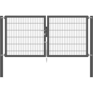 Anthrazitfarbenes Doppeltor Flexo Plus 250x120 cm mit Pfosten für Gartenzäune.