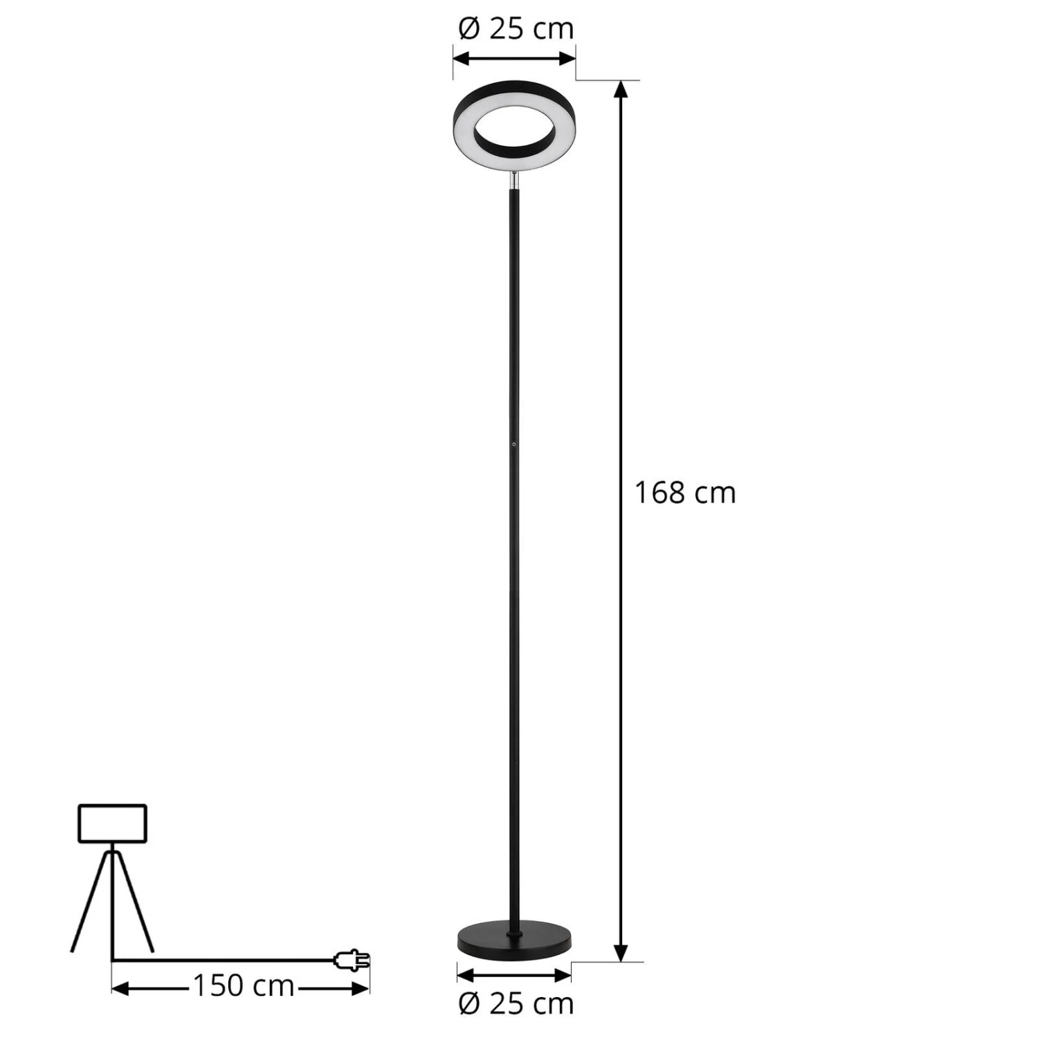Lindby LED Smarte Stehlampe Cilian 10012870 Dimmbar Modern in Schwarz aus Metall 1-flammig Wohnzimmerleuchte_6