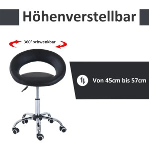 HOMCOM Bürostuhl, höhenverstellbar, schwarzes Kunstleder, Chromgestell mit Rollen.
