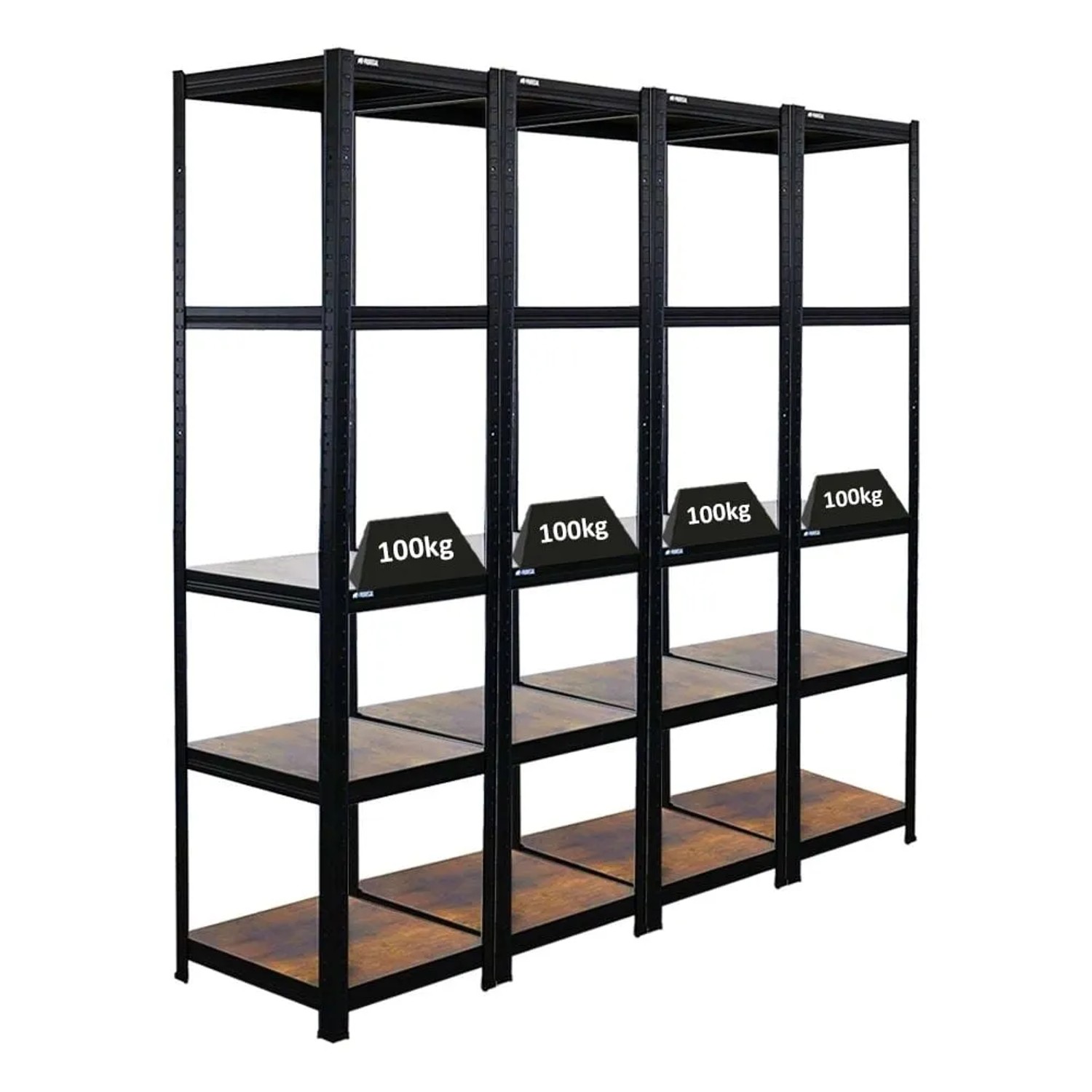 PROREGAL 4er Vintage Series Schwerlastregal Ragnar Set HxBxT 180x45x45cm Fachlast 100kg Vintagebraun-Schwarz