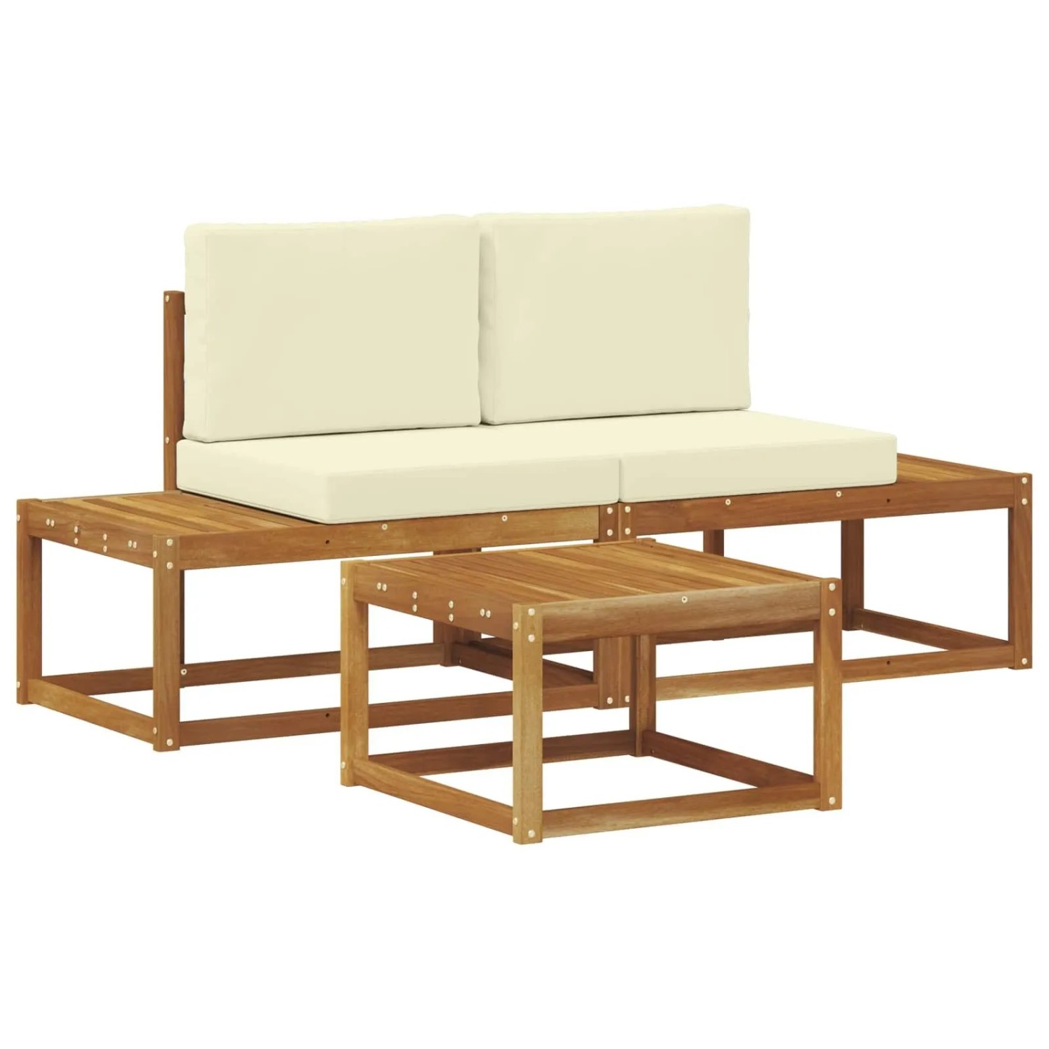 vidaXL Outdoor-Sofagarnitur mit Kissen 3-Tlg Natur 3366943