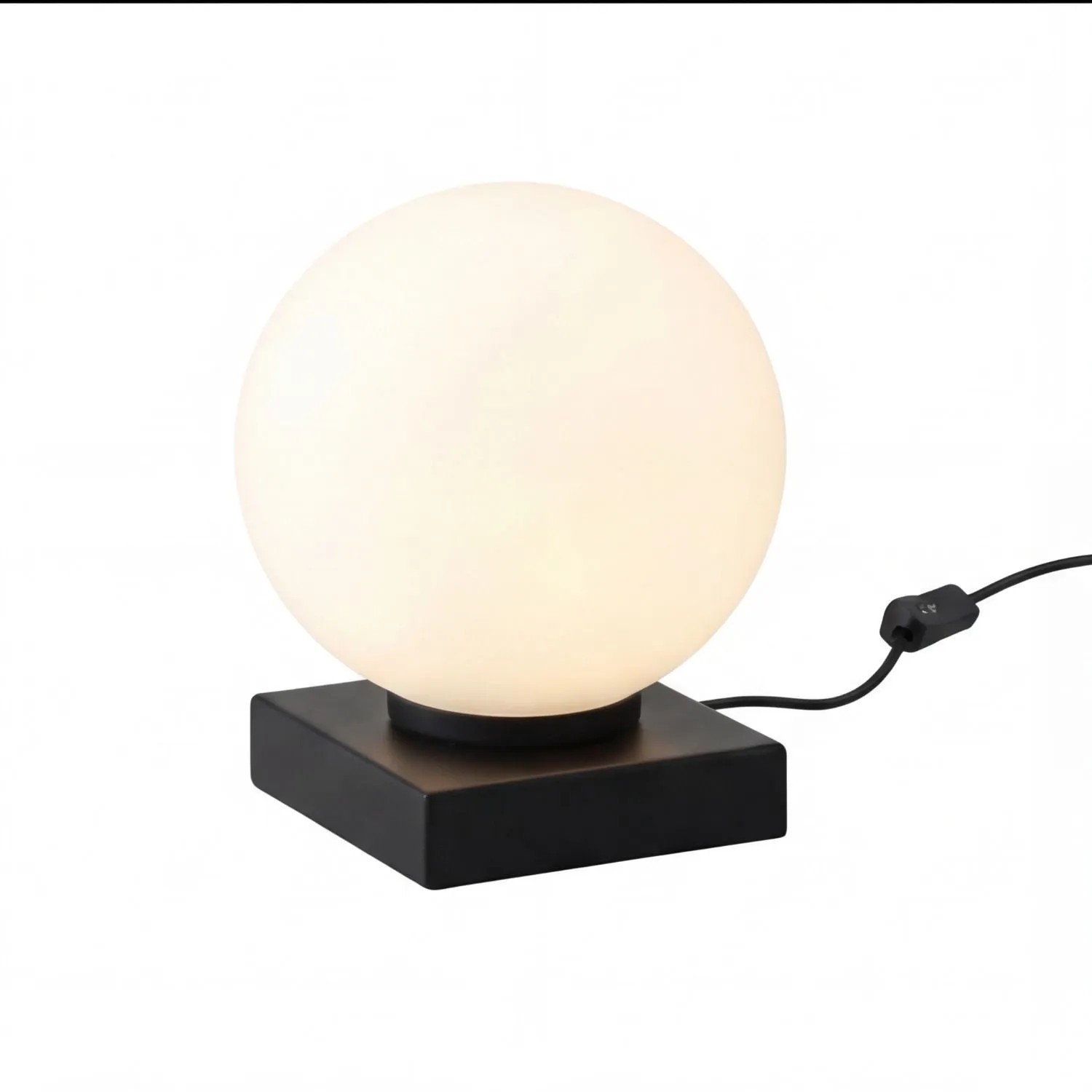 Licht-Erlebnisse Tischlampe Schwarz Weiß 17,5 CM Hoch Metall Glas E14 Kugelschirm Modern