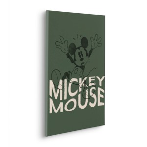 Grünes Keilrahmenbild mit Mickey Mouse Motiv, ideal für Kinderzimmer.