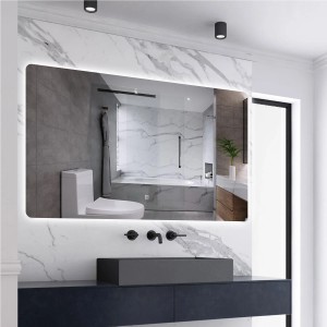 Aica Sanitär Badspiegel 120x70 cm mit LED-Beleuchtung und Touch-Funktion im modernen Badezimmer.