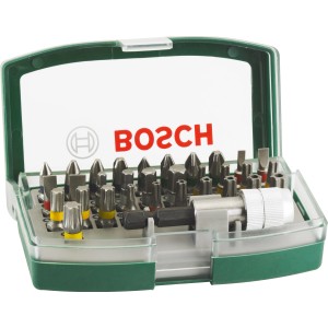 Bosch Bit Set, 32-teilig, für Schraub- und Montagearbeiten in Kunststoffkassette.