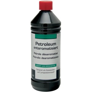 Flasche entaromatisiertes Petroleum 1l, Reinigungs- und Lampenbrennstoff.