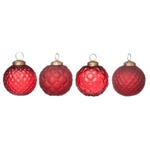 8-teiliges Weihnachtskugel-Set aus Glas, Ø 8 cm, in Rot glänzend und matt.