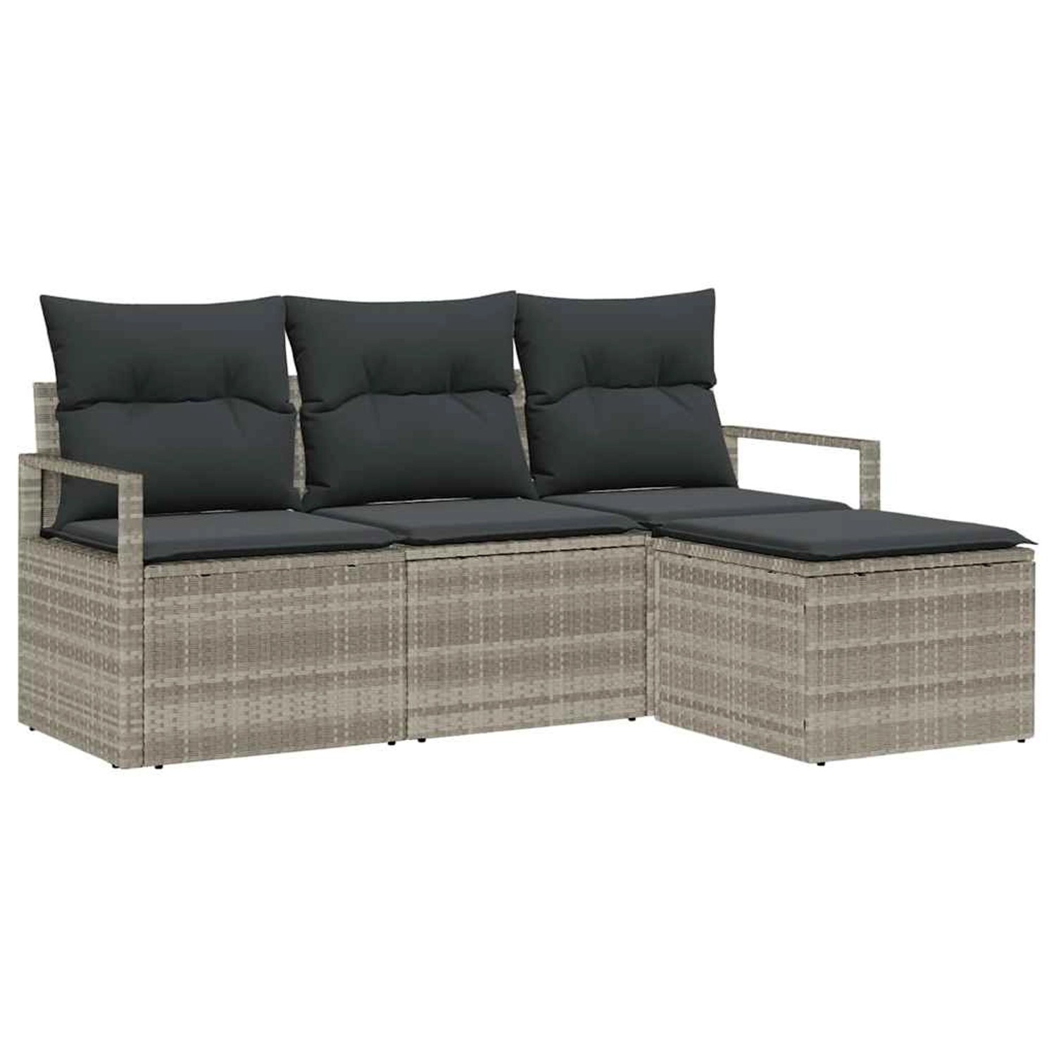 vidaXL Garten-Sofa-Set 4-Tlg Hellgrau Poly Rattan 3346332 günstig online kaufen