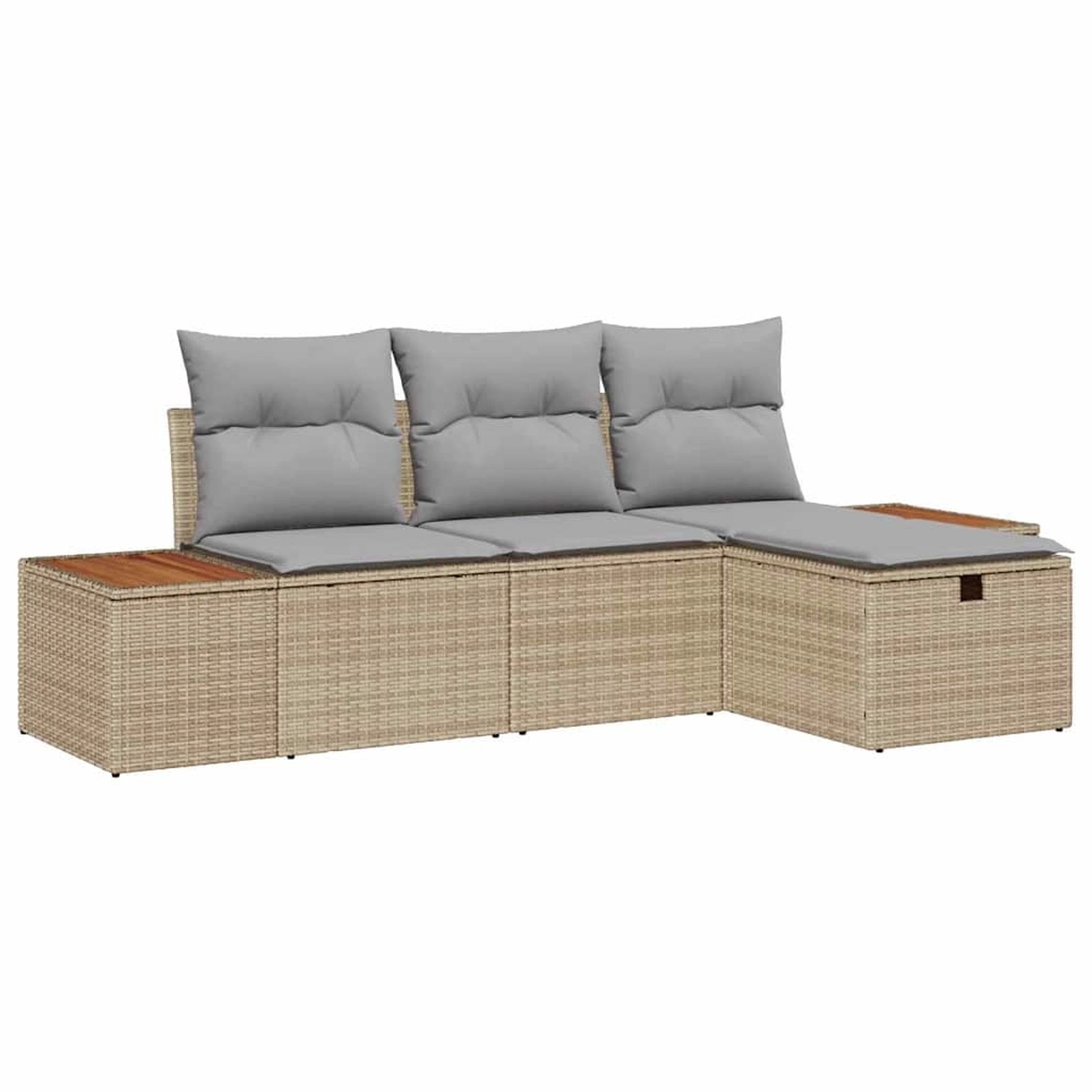 vidaXL Garten-Sofa-Set mit Kissen 4-Tlg Beige Poly Rattan 3359617 günstig online kaufen