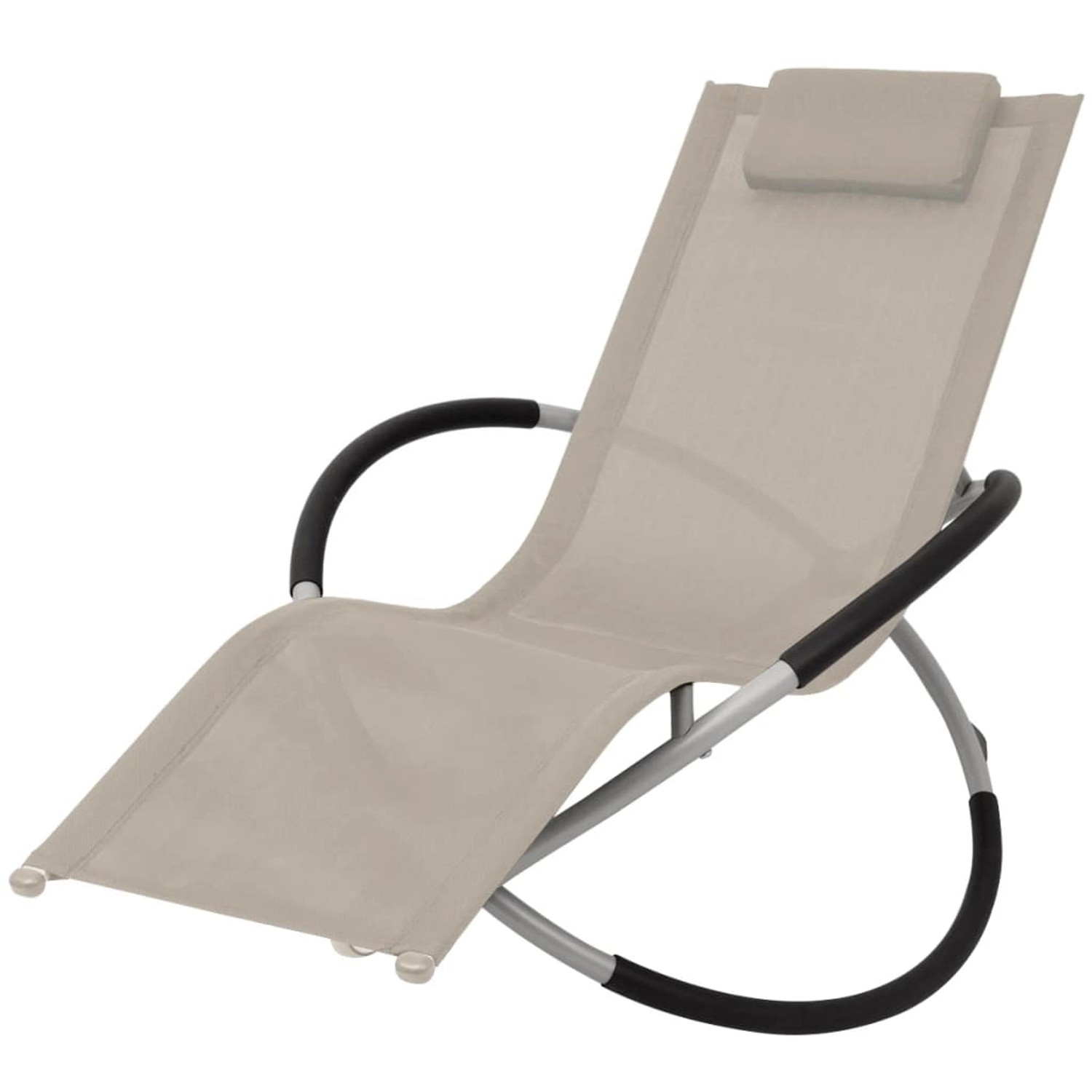 vidaXL Sonnenliege Geometrisch Stahl Creme 47774