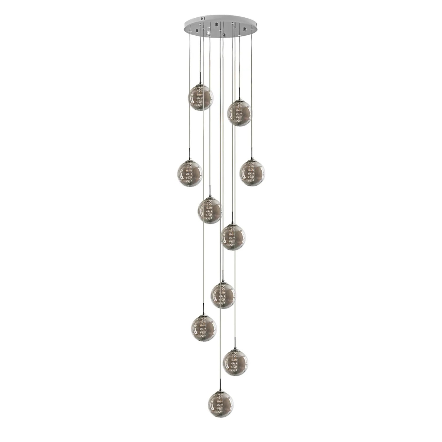 NETTLIFE 10 Pendelleuchten für Esstische aus Hellgrauem Glas