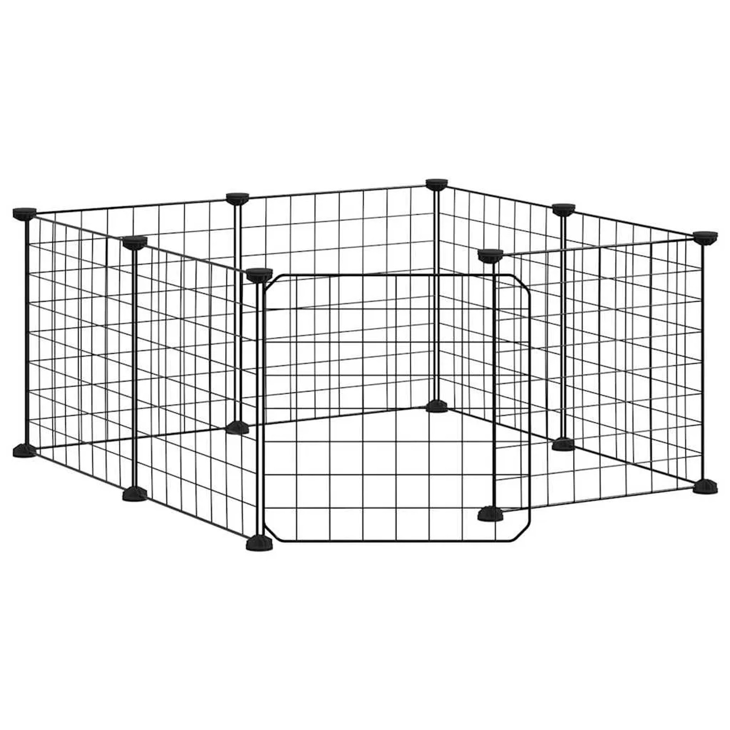 vidaXL Tiergehege Modell 4 8-Tlg mit Tür Schwarz 35 x 35 cm Stahl