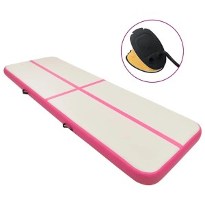 vidaXL Aufblasbare Gymnastikmatte mit Pumpe 300x100x15 cm PVC Rosa 92658