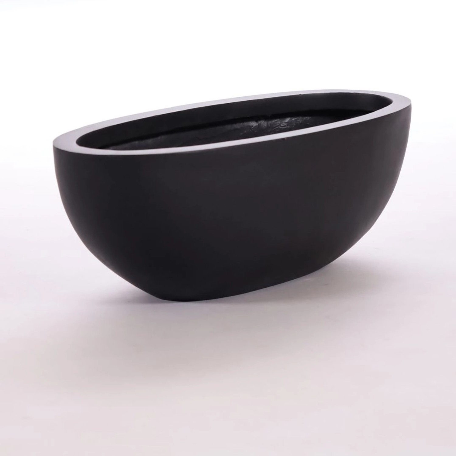 Elegant Einrichten Pflanzkübel Fiberglas Oval 65x31xH25cm Elegant Schwarz-M günstig online kaufen