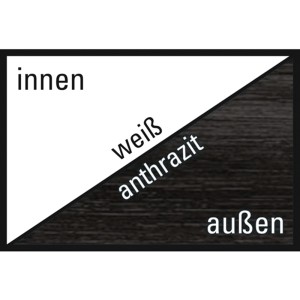 Farbauswahl: Weiß (innen) und Anthrazit (außen) für Kunststoff-Kellerfenster.