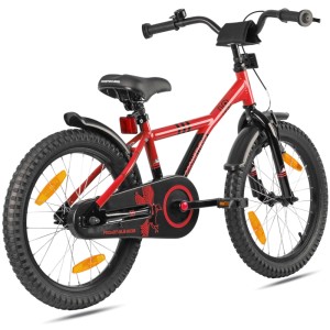PROMETHEUS BIKES Kinderfahrrad 18 Zoll ab 5 und 6 Jahre mit Stützrädern und Rücktrittbremse Rot