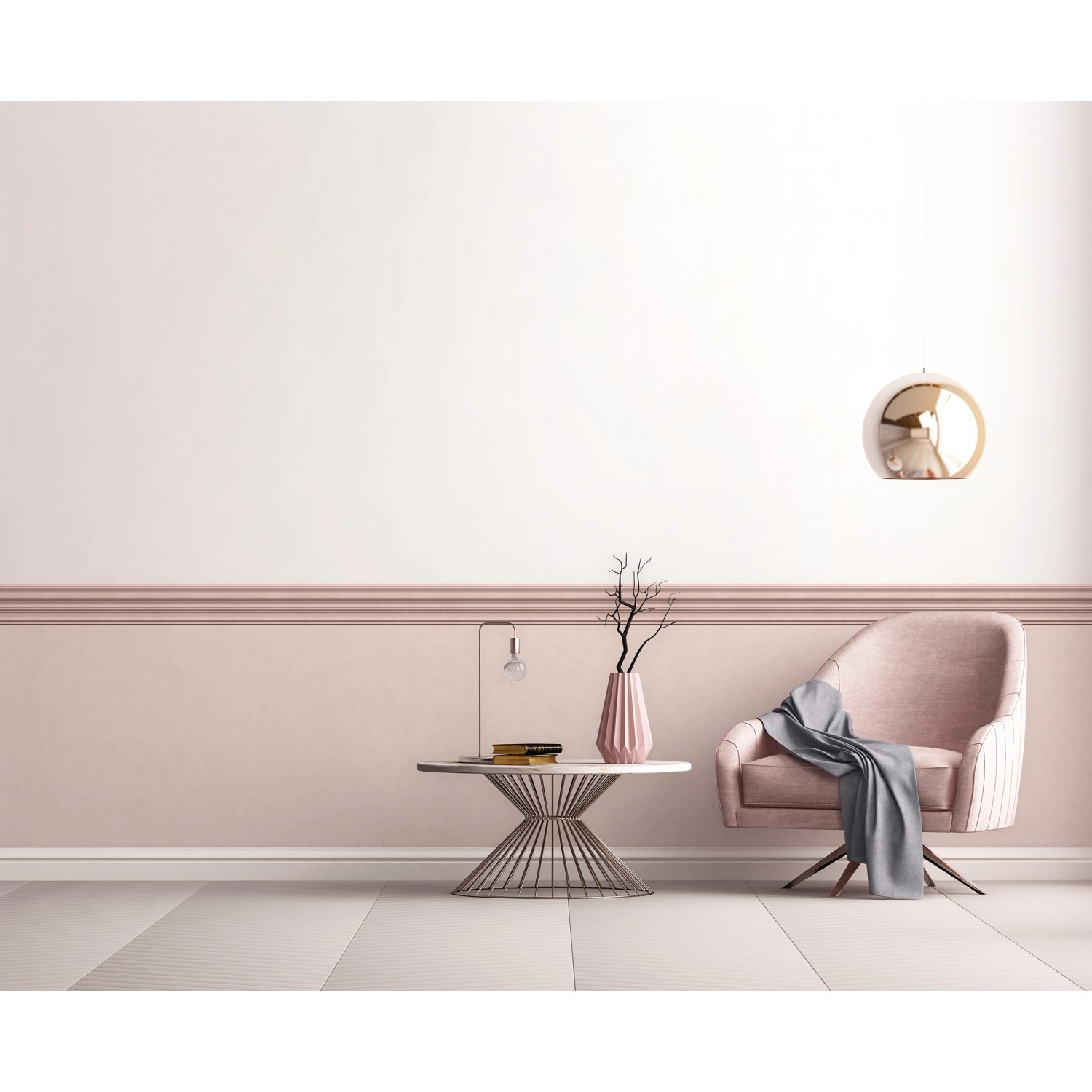 Rosa Bordüre mit Streifen von Marburg, modernes Wanddesign für Wohnräume.