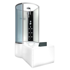 AcquaVapore Duschtempel K50-R00: Badewanne mit Duschkabine, Regendusche und Massagedüsen.