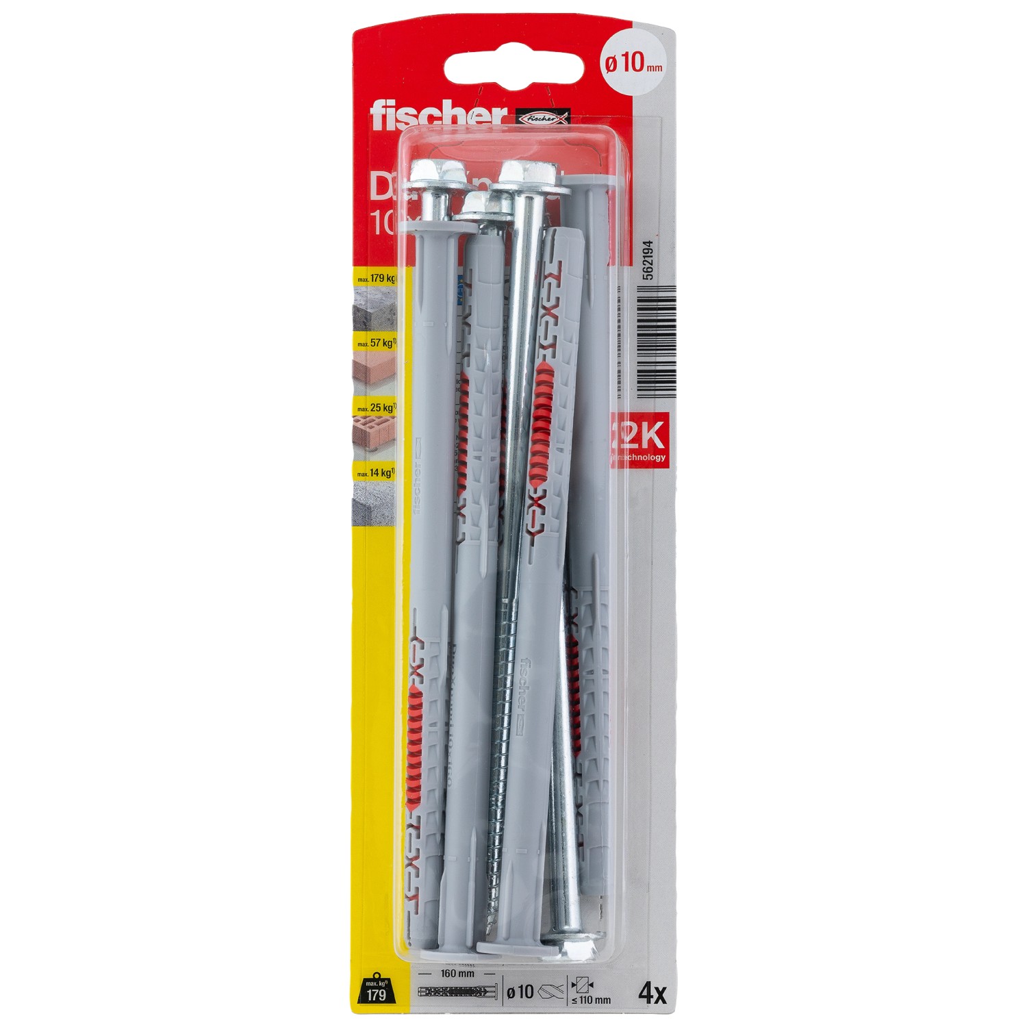 Fischer Langschaftdübel DuoXpand FUS 10 x 160 Sechskantschraube U-Scheibe 4 St.