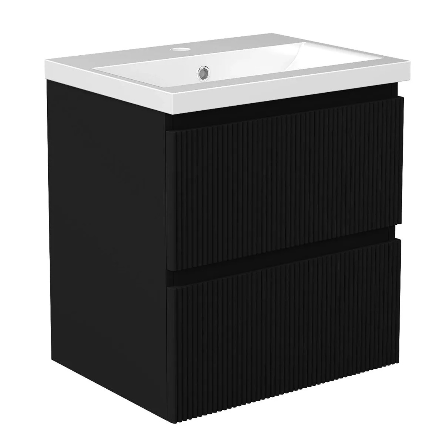 Duschspa Badmöbel 50cm Waschbecken mit Unterschrank Matt Schwarz 2-tlg