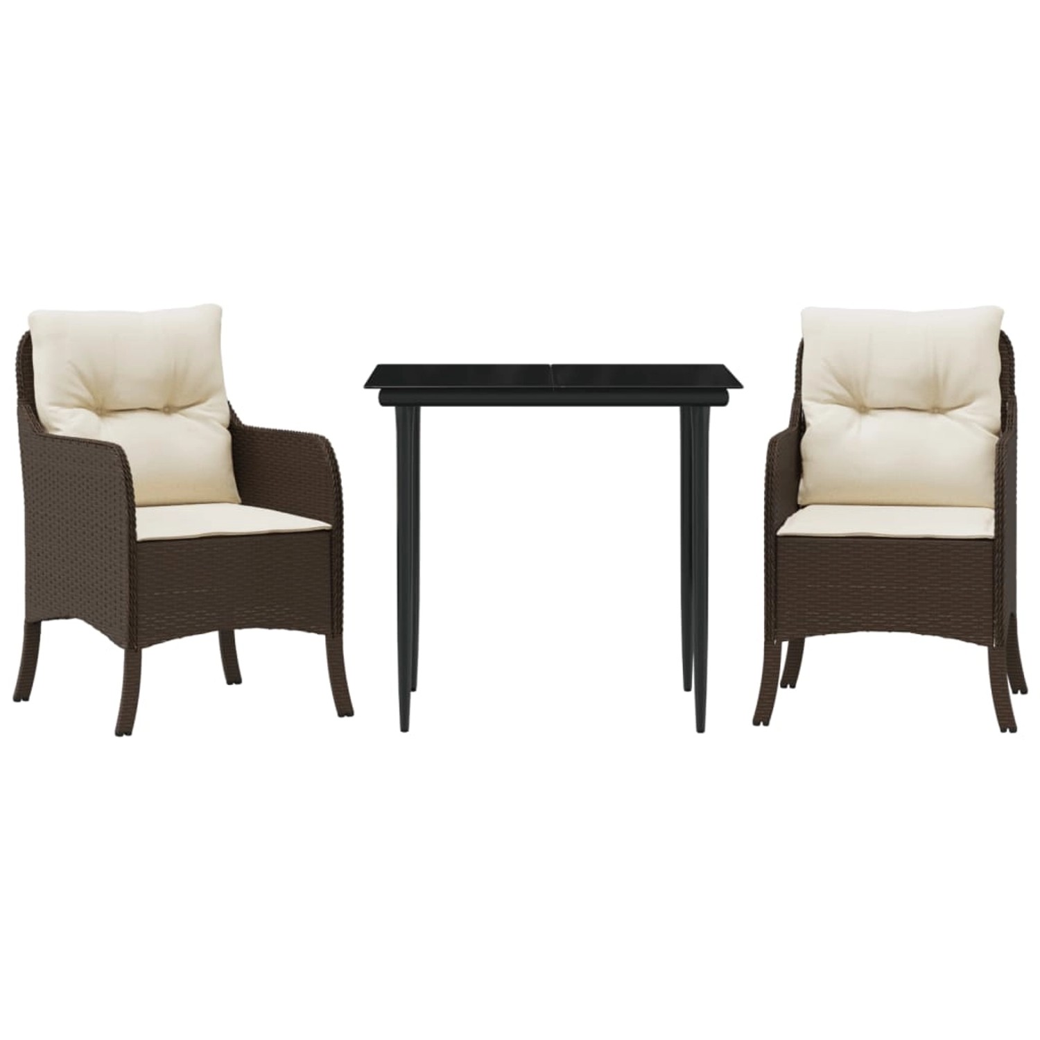 vidaXL 3-Tlg Garten-Essgruppe mit Kissen Braun Poly Rattan 3211934 günstig online kaufen