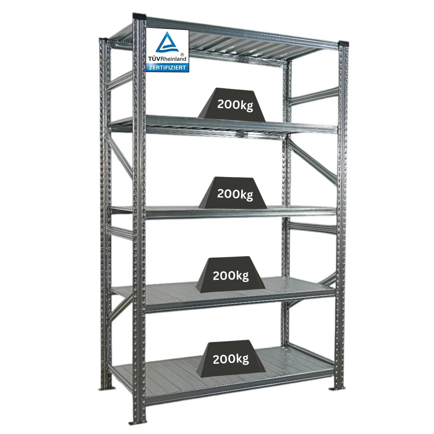 PROREGAL Fachbodenregal Stecksystem Proximo Grundregal HxBxT 200 x 150 x 40 cm 7 Ebenen Fachlast 180 kg Beidseitig Verzinkt