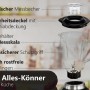 Steinborg Standmixer SB-7020: Edelstahl-Mixer mit Glaskrug, Deckel und Messbecher.