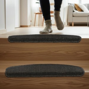 Relaxdays Treppenmatten 15er Set Kunststoff Dunkelgrau Selbstklebend Rutschhemmend 4 cm x 65 cm x 24 cm