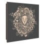 Schwarzer Banjado Schlüsselkasten mit Löwenblüten-Motiv, Holz, 30x30cm, 50 Haken.