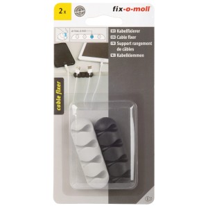 Fix-o-moll Kabelfixierer, 2er-Set in Schwarz und Weiß zur Kabelorganisation.