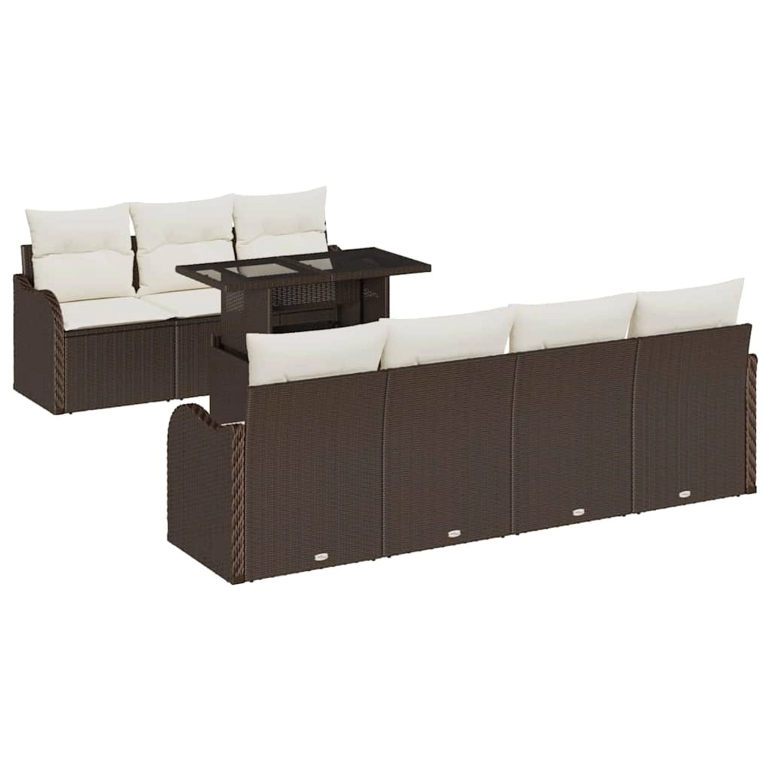 vidaXL Garten-Sofa-Set mit Kissen 8-Tlg Braun Poly Rattan 3348404 günstig online kaufen